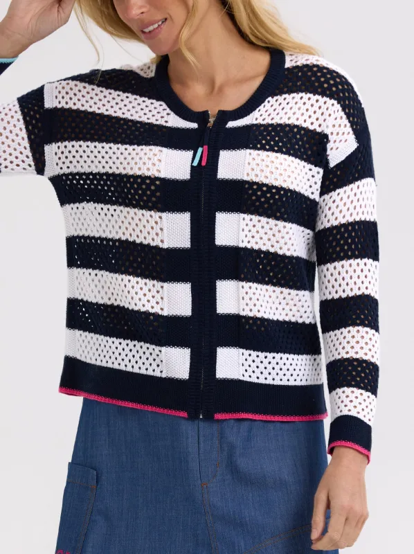 ZAKET & PLOVER POINTELLE ZIP CARDI sold by ENNI