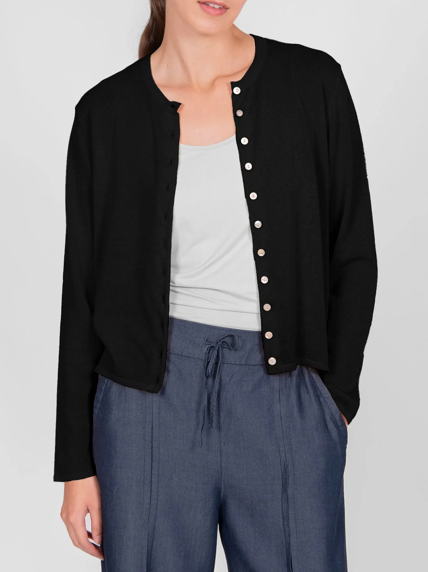 BRIDGE & LORD CURVED HEM CARDI sold by ENNI