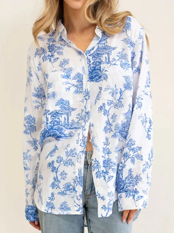 HUT PRINT LINEN BOYFRIEND SHIRT sold by ENNI