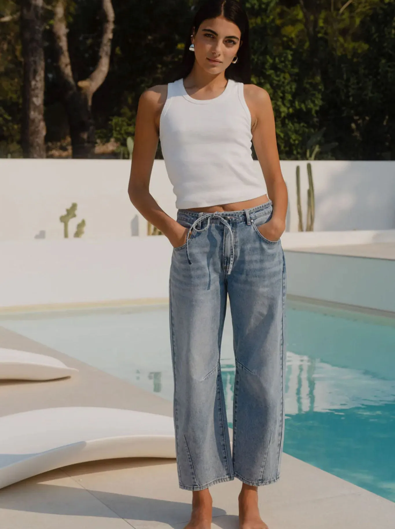 STORIES BE TOLD CAMPUS TIE WAIST BARREL JEAN sold by ENNI product image thumbnail 5