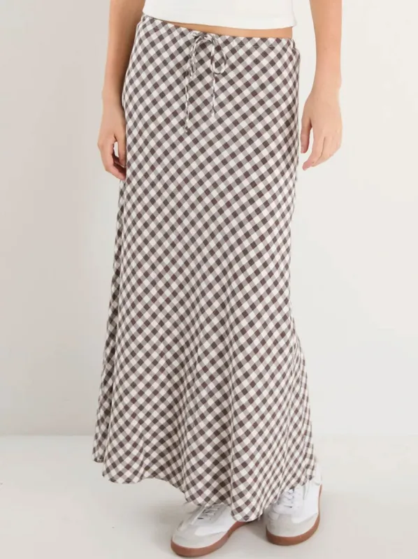 AMONG THE BRAVE SUMMIT GINGHAM MAXI SKIRT sold by ENNI