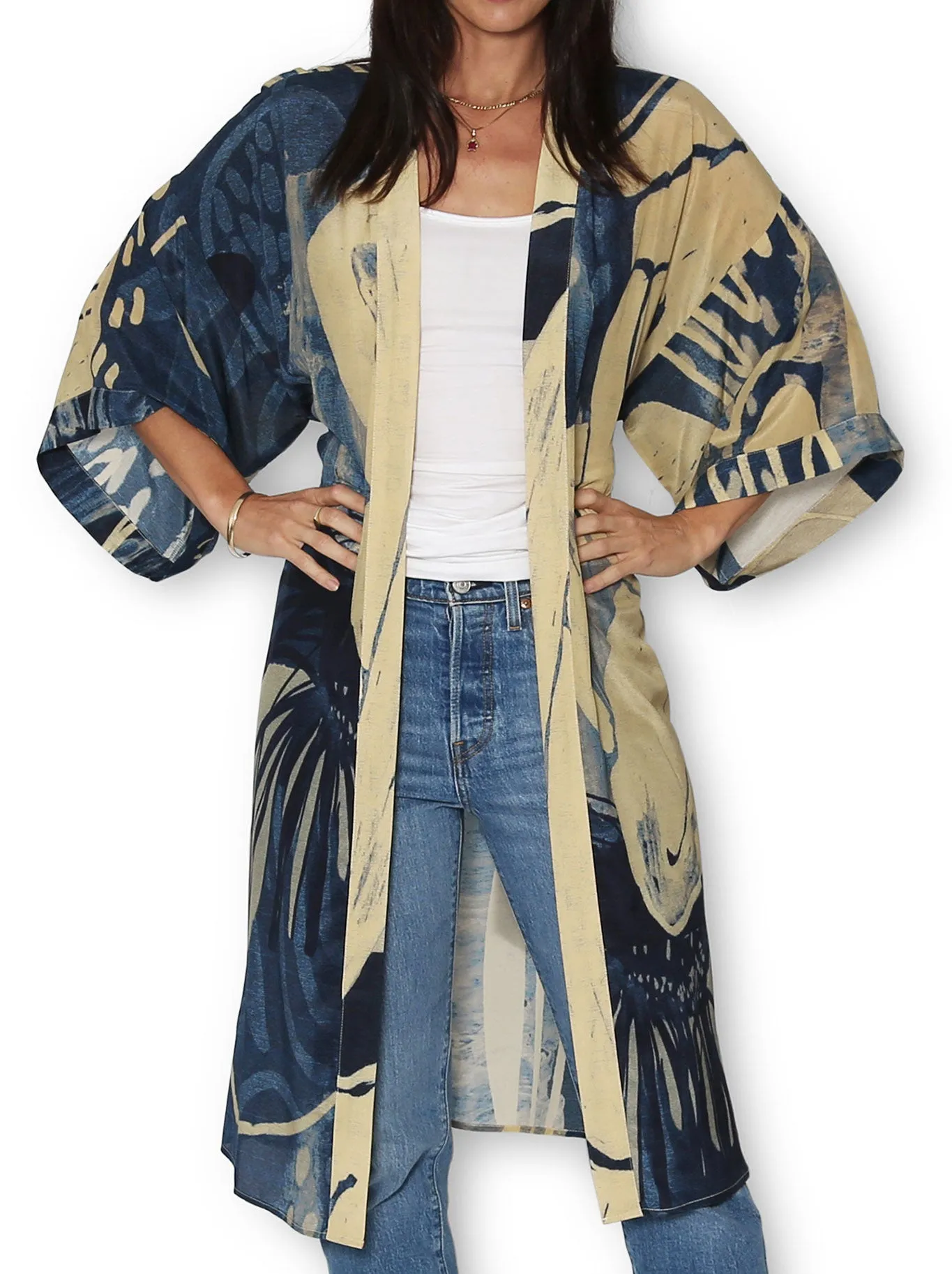 THE ARTISTS LABEL EVENING IN PORTUGAL LONG SILK KIMONO sold by ENNI