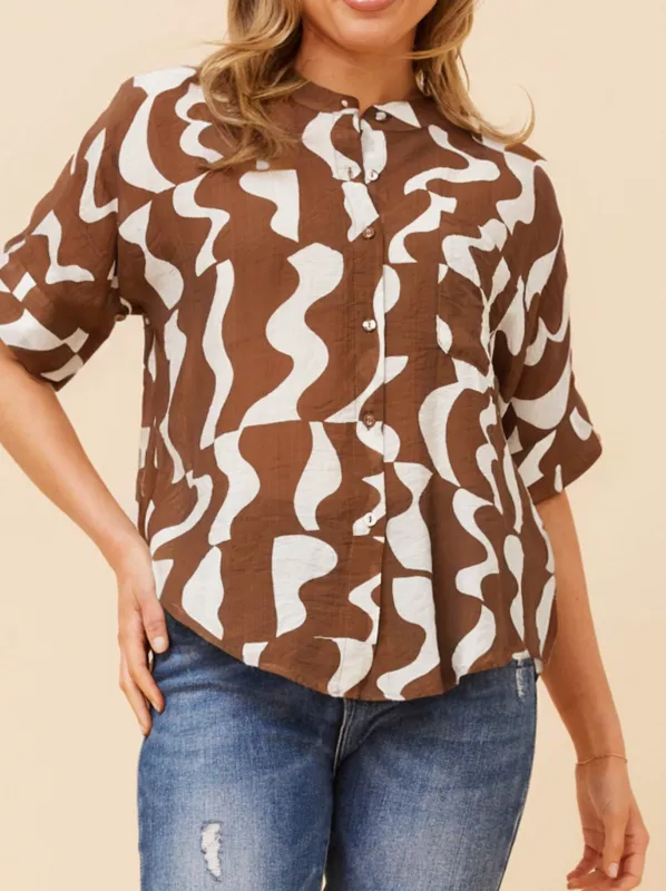 CAROLINE K MORGAN ABSTRACT PRINTED BLOUSE sold by ENNI