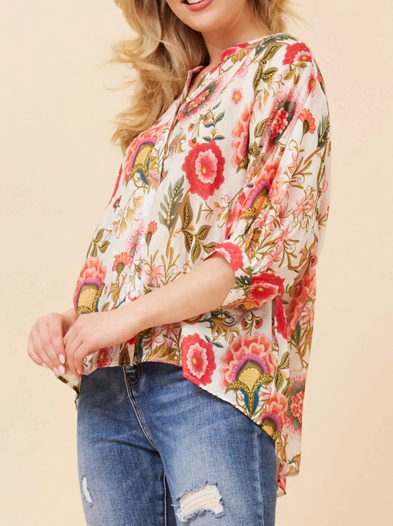CAROLINE K MORGAN 3/4 SLEEVE SHIRT WITH BACK BUTTONS sold by ENNI product image thumbnail 2