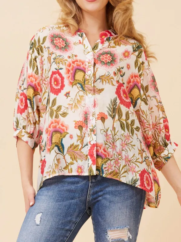 CAROLINE K MORGAN 3/4 SLEEVE SHIRT WITH BACK BUTTONS made by ENNI