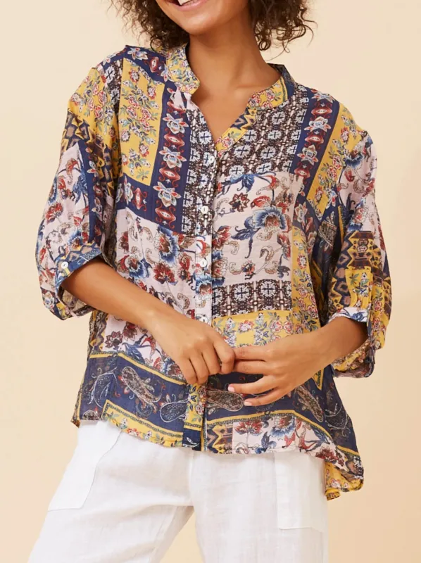 CAROLINE K MORGAN FLORAL SHIRT WITH BACK BUTTONS sold by ENNI