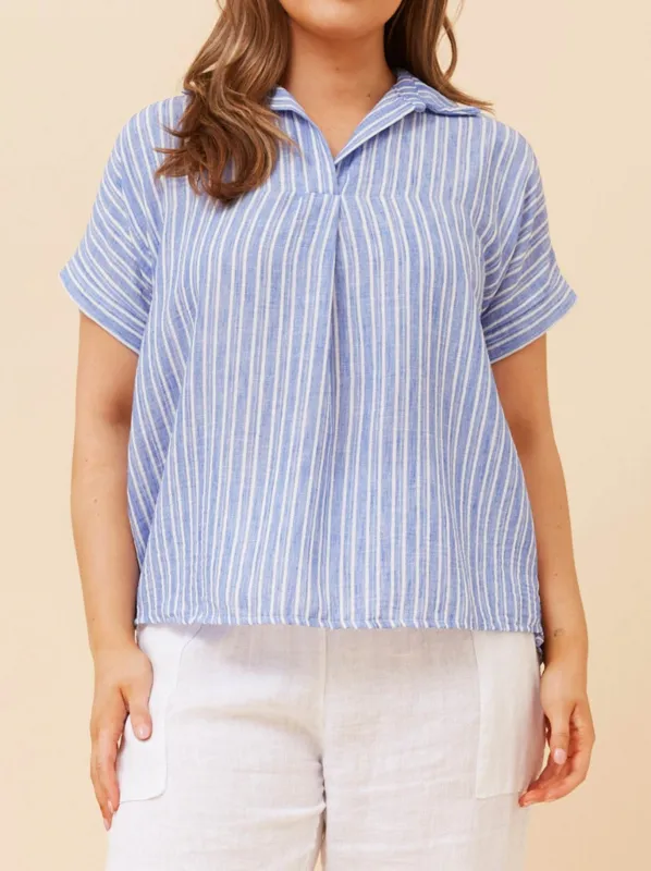 BOTTEGA MODA STRIPED SHORT SLEEVE SHIRT made by ENNI