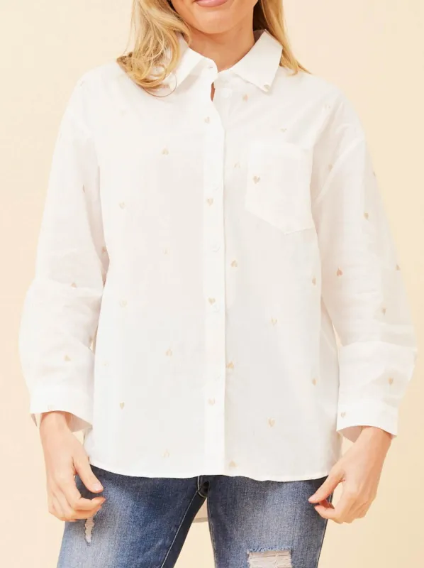 CAROLINE K MORGAN EMBROIDERED HEART SHIRT made by ENNI
