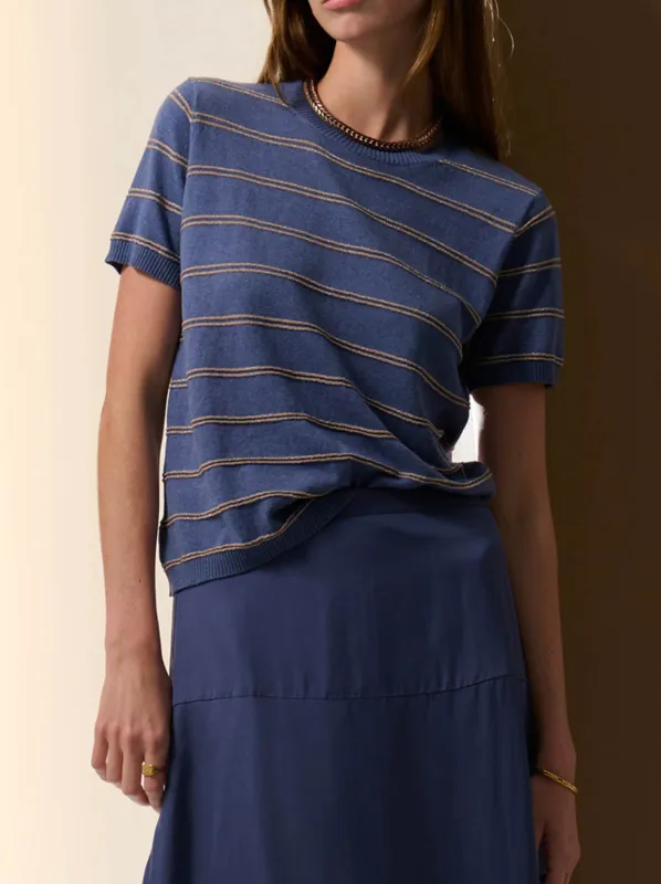 POL SABLE LUREX STRIPE TEE made by POL