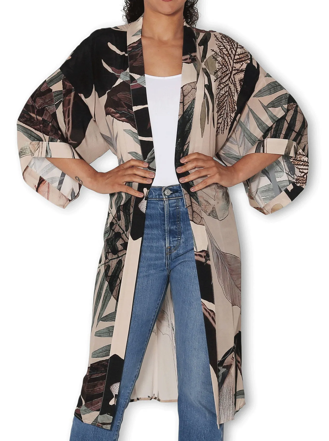 THE ARTISTS LABEL RADIO GARDEN SILK LONG KIMONO sold by ENNI