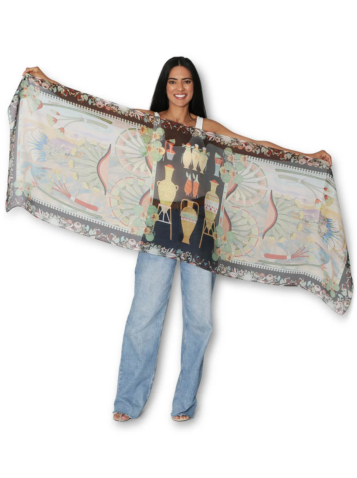 THE ARTISTS LABEL FOLK STILL LIFE SILK SCARF sold by ENNI product image thumbnail 2