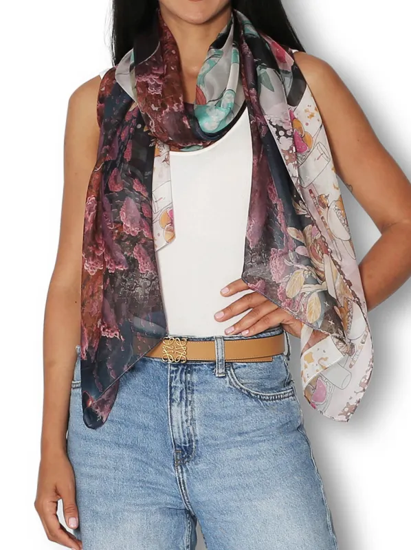 THE ARTISTS LABEL SUNSET IN JAPAN SILK SCARF made by ENNI