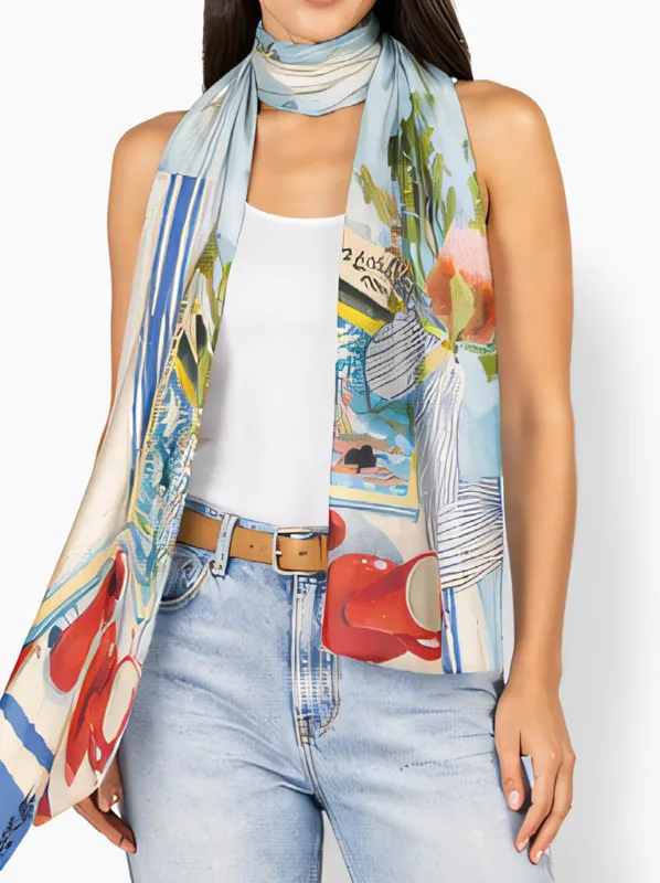 THE ARTISTS LABEL TWO BANKSIAS AND HOCKNEY SCARF made by ENNI