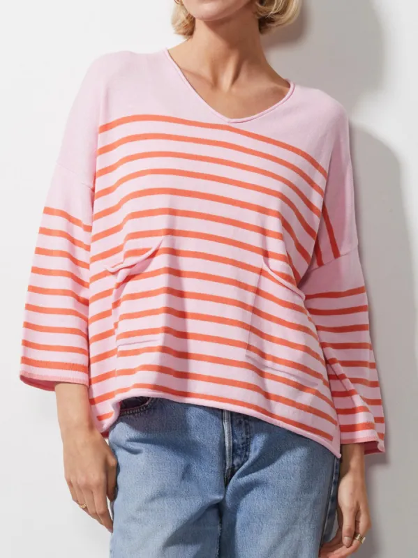 ZAKET & PLOVER BRENTON STRIPE V JUMPER sold by ENNI