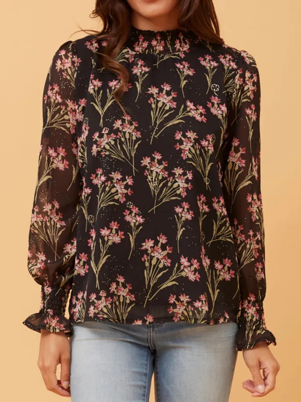 CAROLINE K MORGAN SHIRRED CUFF BLOUSE sold by ENNI