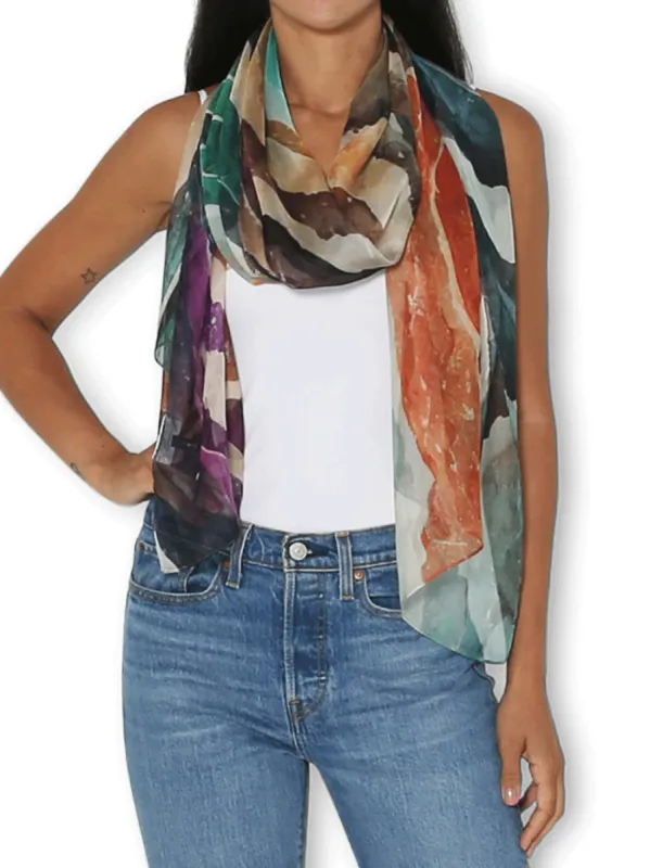 THE ARTISTS LABEL EARTHEN RAINBOW SILK SCARF sold by ENNI
