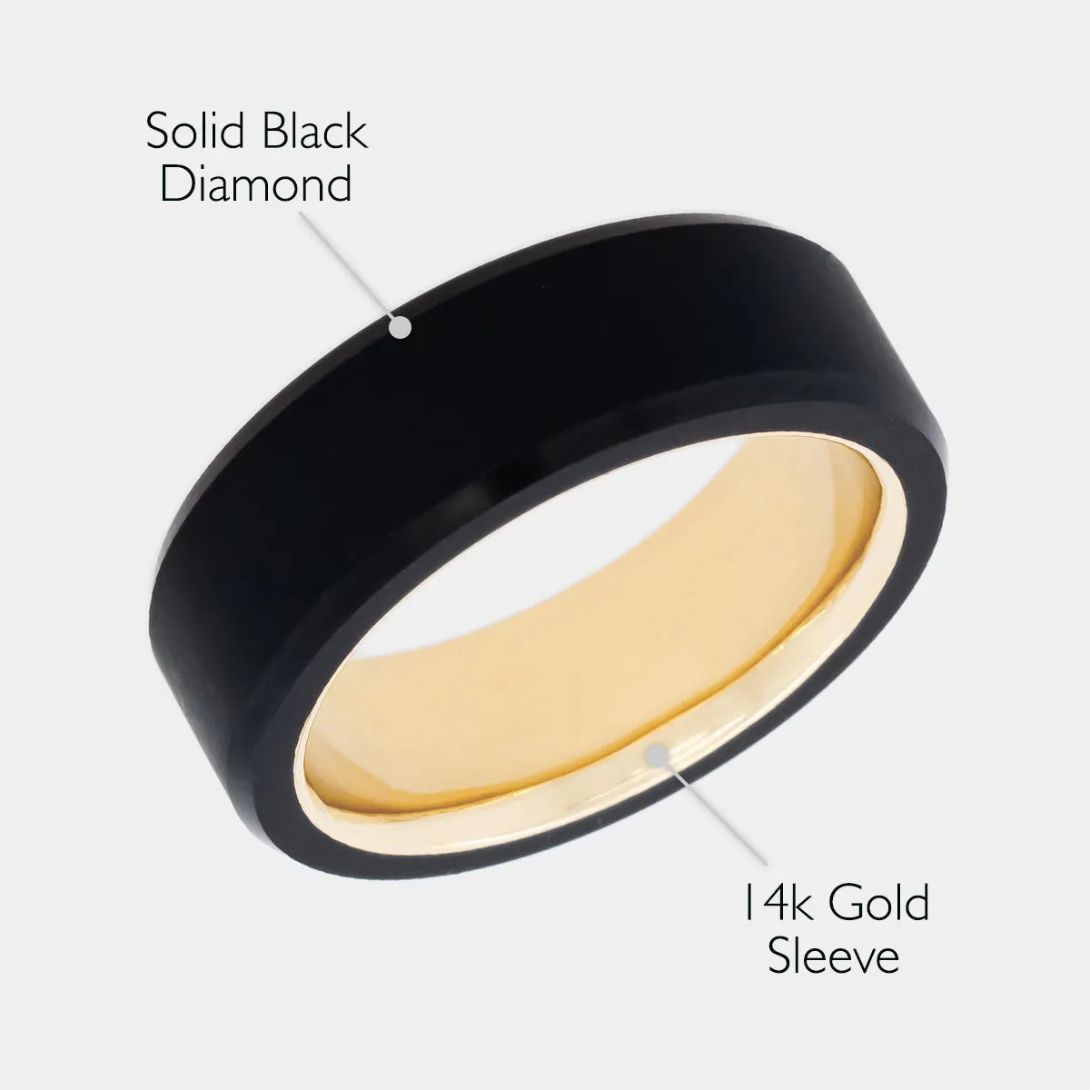 ARES 8mm - Size 11 - Matte Finish - 14k Yellow Gold Sleeve - SHIPS WITHIN 2 BUSINESS DAYS sold by Elysium Black Diamond product image thumbnail 2