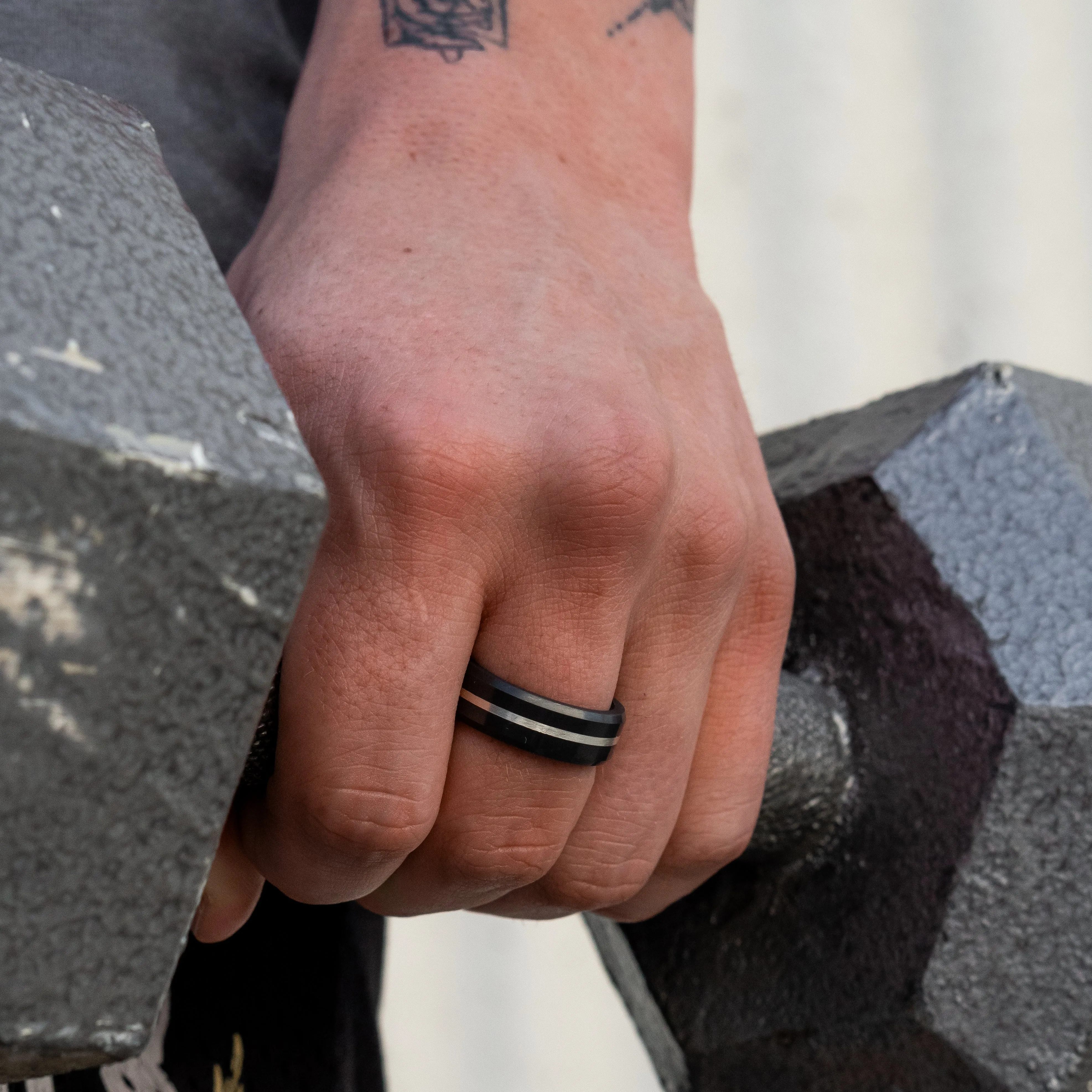 Black Diamond - Men’s Ring 8mm - Silver Inlay - ARES - Elysium Black Diamond sold by Elysium Black Diamond product image thumbnail 4