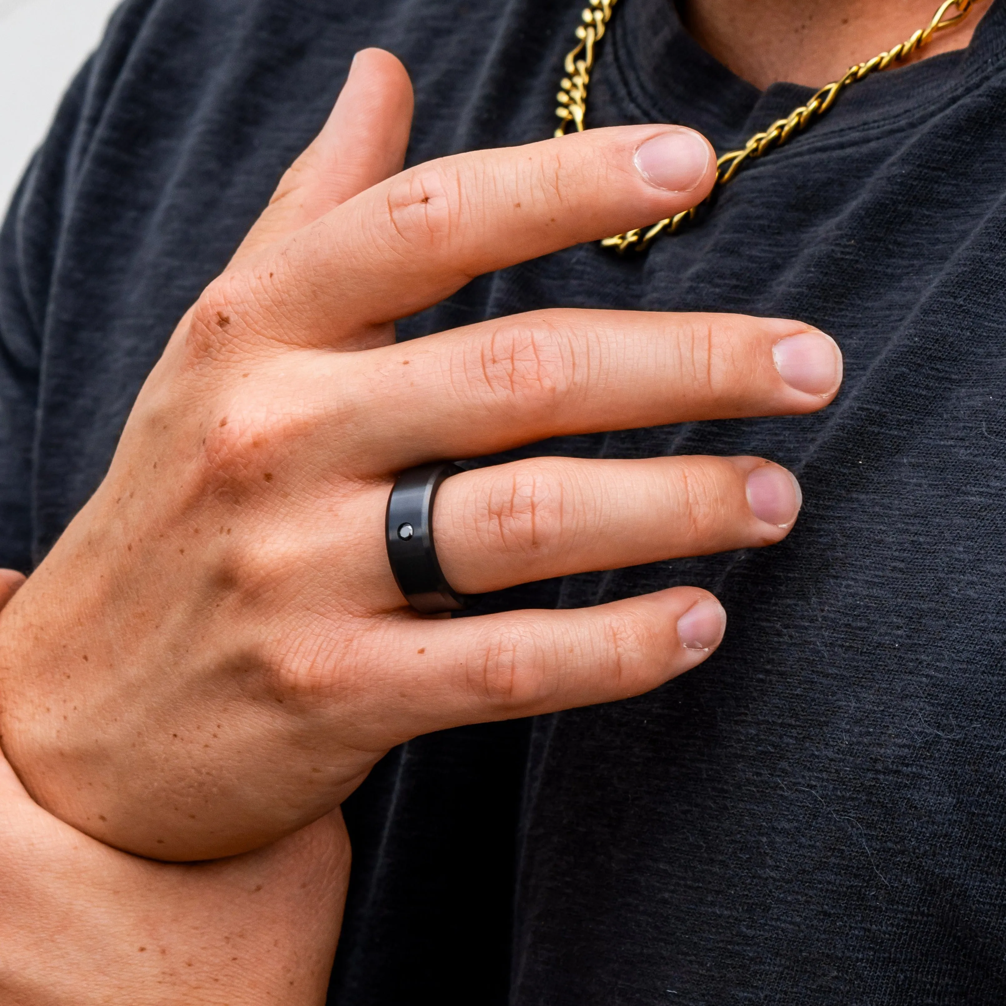 Black Diamond - Men’s Ring 8mm - Black Diamond Inset - ARES - Elysium Black Diamond sold by Elysium Black Diamond product image thumbnail 3