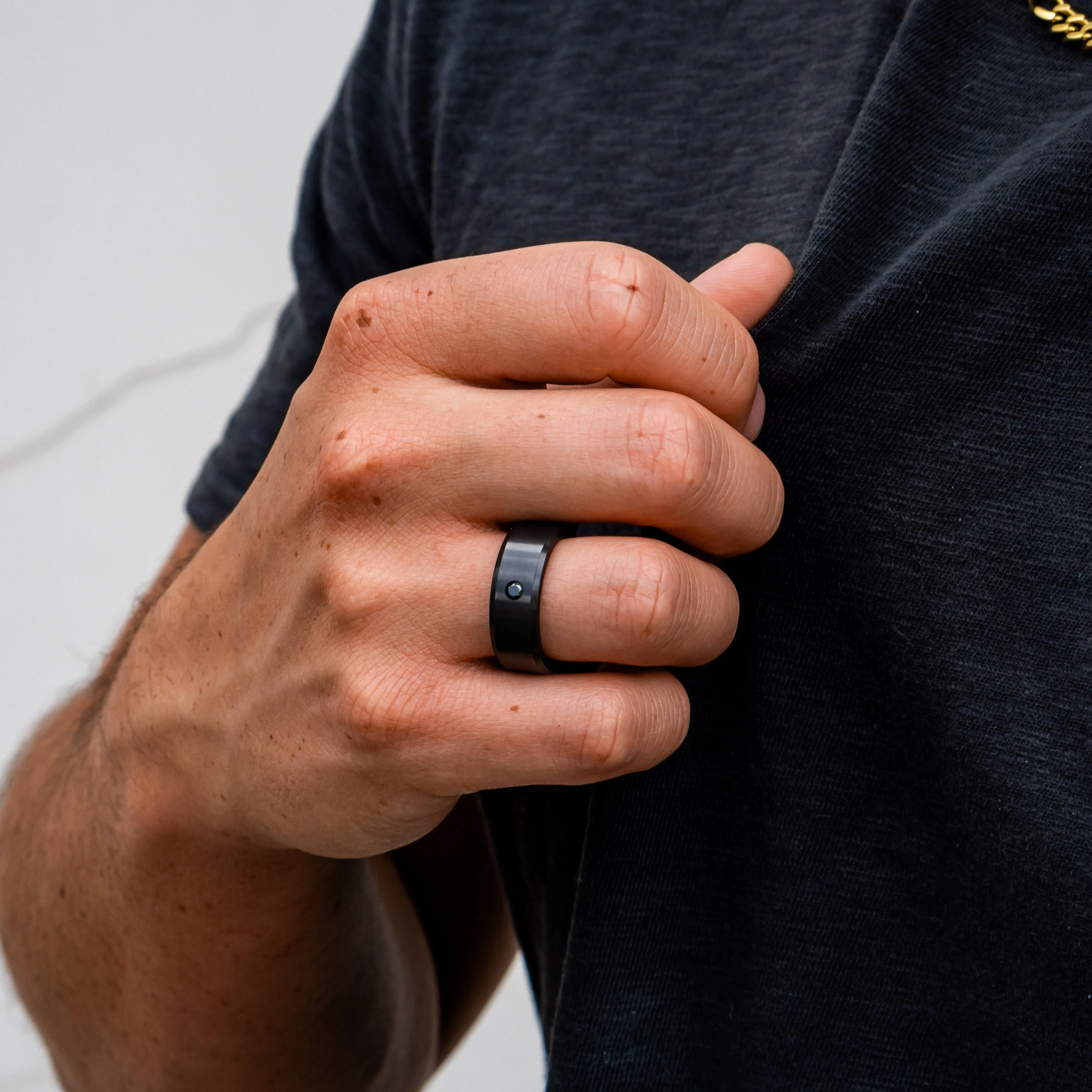 Black Diamond - Men’s Ring 8mm - Black Diamond Inset - ARES - Elysium Black Diamond sold by Elysium Black Diamond product image thumbnail 4