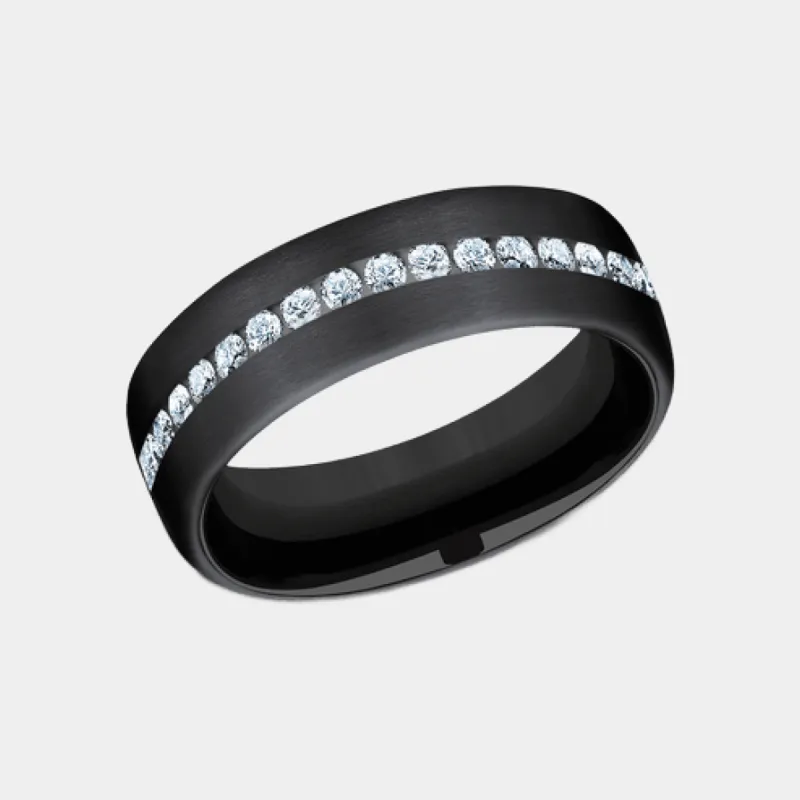 Men's Wedding Band | The Lincoln | Black Titanium | Elysium sold by Elysium Black Diamond