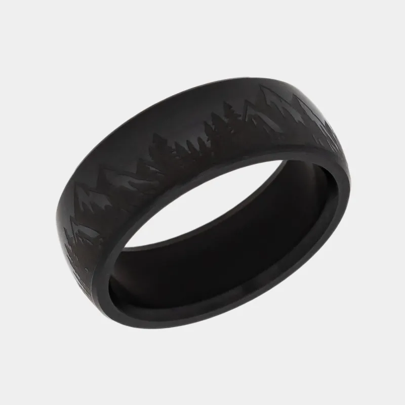 Black Diamond - Men’s Ring 8mm - Custom Laser Engraving - NYX - Elysium Black Diamond sold by Elysium Black Diamond
