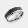 IMPERIUM ARES -  8mm - Size 12 - Satin Finish 14K White Gold w/ Black Diamond Inlay - SHIPS WITHIN 2 BUSINESS DAYS sold by Elysium Black Diamond