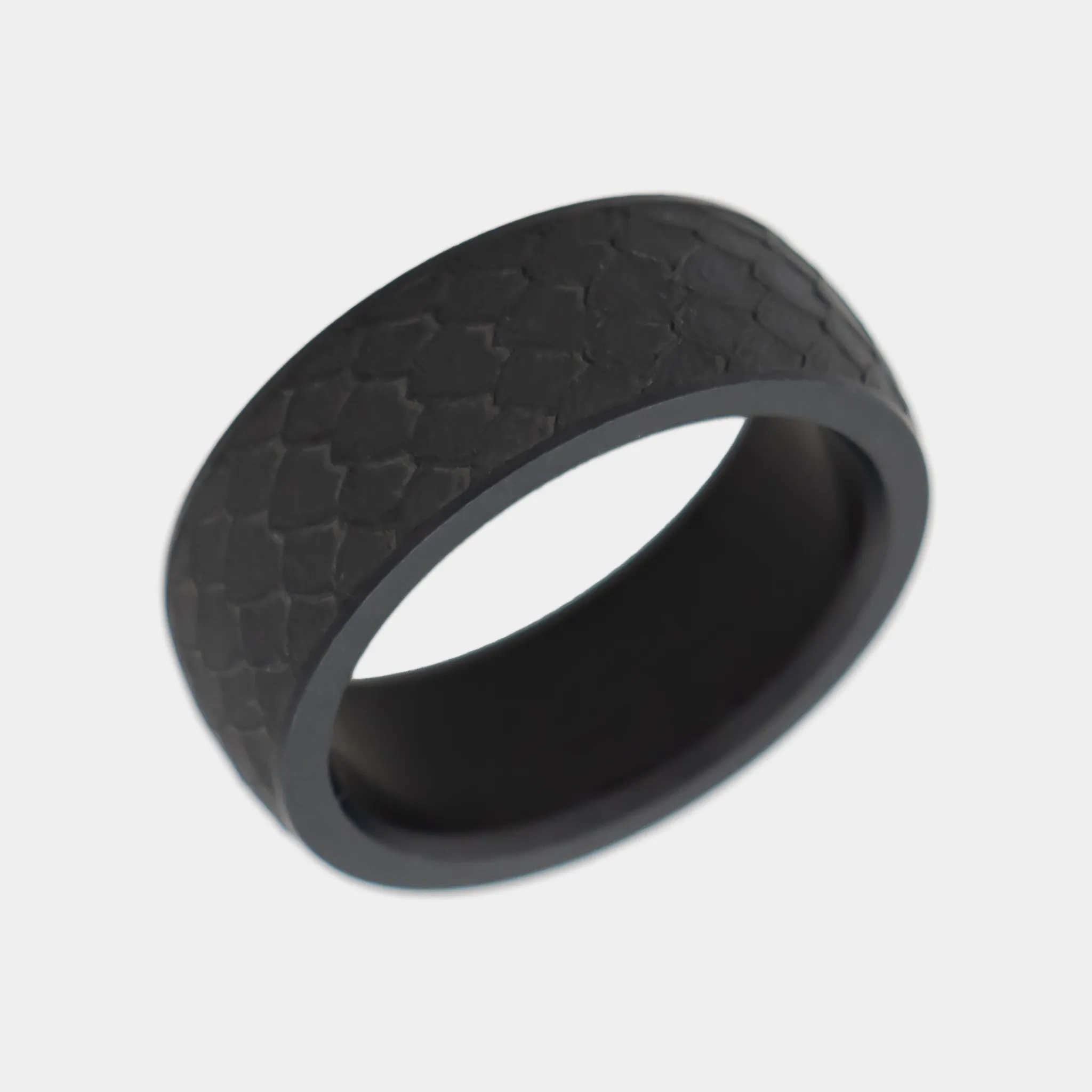 NYX 8mm - Size 11 - Polished Finish Dragon Scale Laser Engraving - SHIPS WITHIN 2 BUSINESS DAYS sold by Elysium Black Diamond