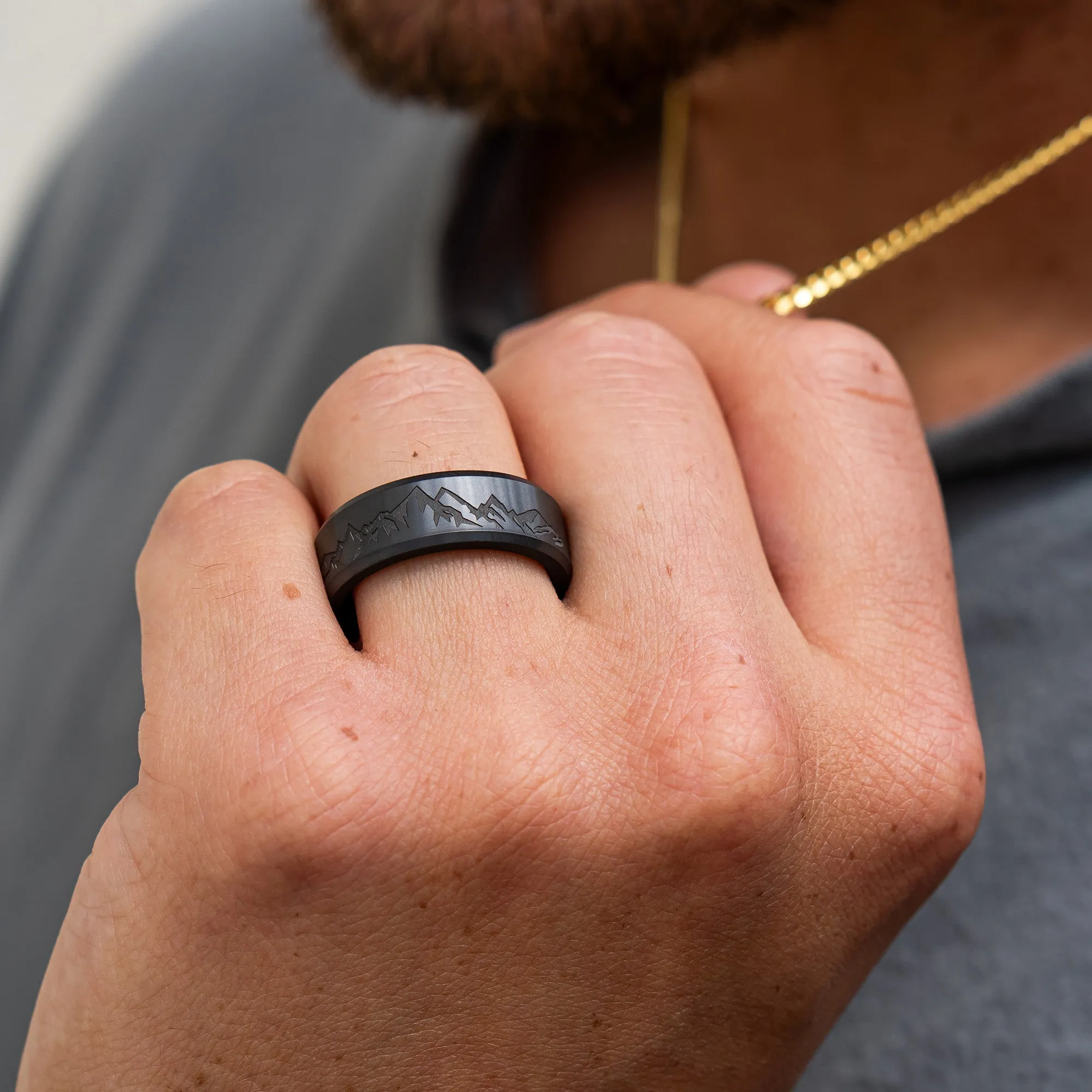 NYX 8mm - Size 11 - Polished Finish Dragon Scale Laser Engraving - SHIPS WITHIN 2 BUSINESS DAYS sold by Elysium Black Diamond product image thumbnail 5