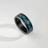 Black Diamond - Men’s Ring 8mm - Blue Opal Triangle Pattern Inlay - ARES - Elysium Black Diamond sold by Elysium Black Diamond