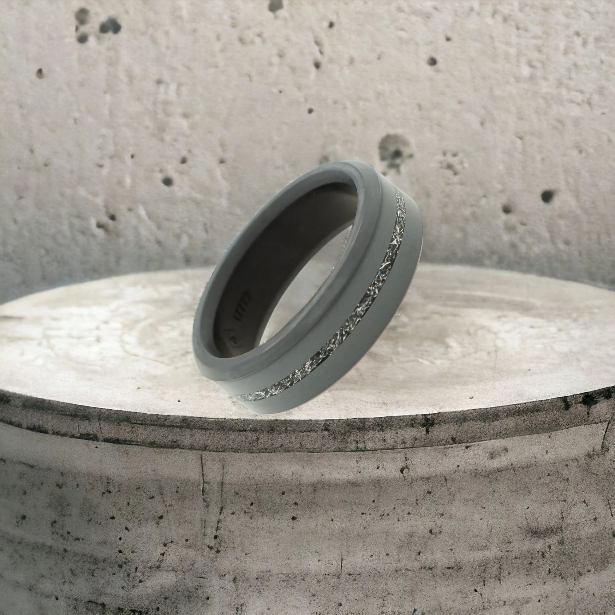 ARES 7mm - Size 10.5 - Polished Authentic Muonionalausta Meteorite Inlay - SHIPS WITHIN 2 BUSINESS DAYS sold by Elysium Black Diamond product image thumbnail 5