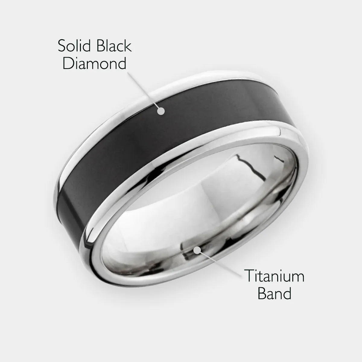 HERCULES 8mm - Size 6 - Polished Finish Titanium w/ Black Diamond Inlay - SHIPS WITHIN 2 BUSINESS DAYS sold by Elysium Black Diamond product image thumbnail 2