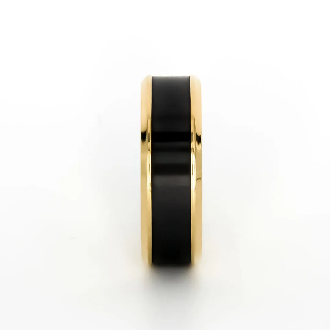 IMPERIUM ARES 8mm - Size 12.5 - Polish Finish 14K Yellow Gold w/ Black Diamond Inlay - SHIPS WITHIN 2 BUSINESS DAYS sold by Elysium Black Diamond product image thumbnail 3