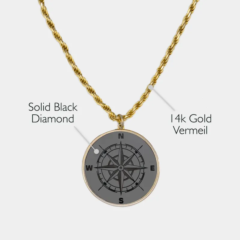 Black Diamond - Men’s 14k Vermeil Shrouded Custom Pendant w/ Franco Chain - 26mm - Elysium Black Diamond sold by Elysium Black Diamond