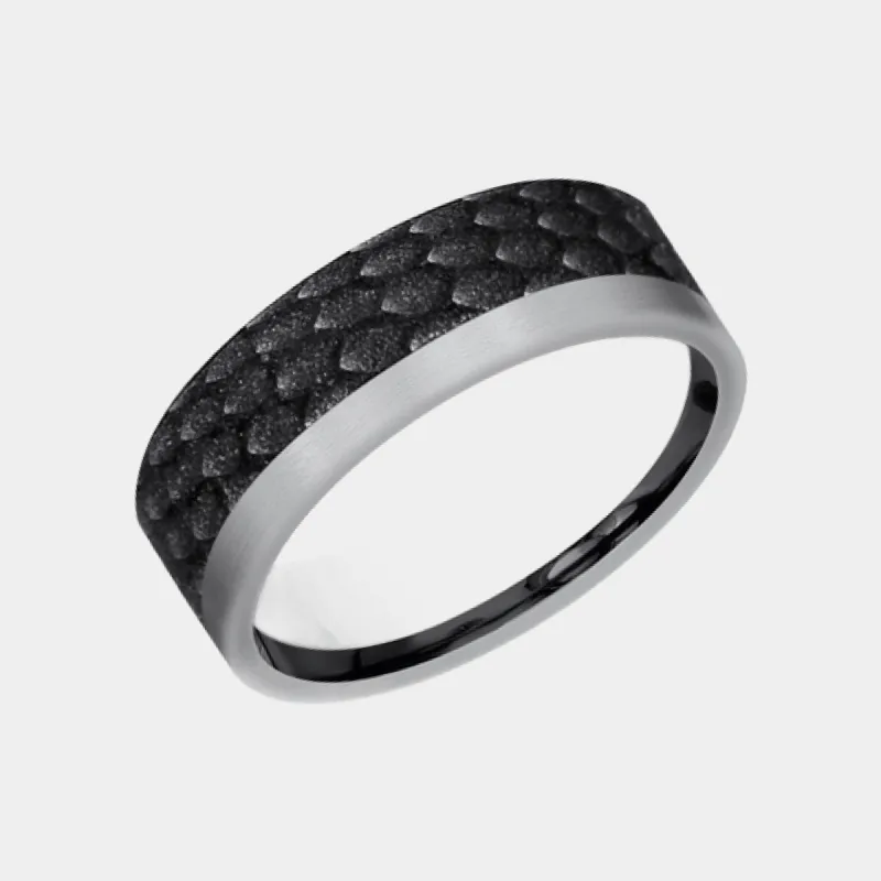 Men's Wedding Band | The Talon | Tantalum Grey with Black Titanium | Elysium sold by Elysium Black Diamond