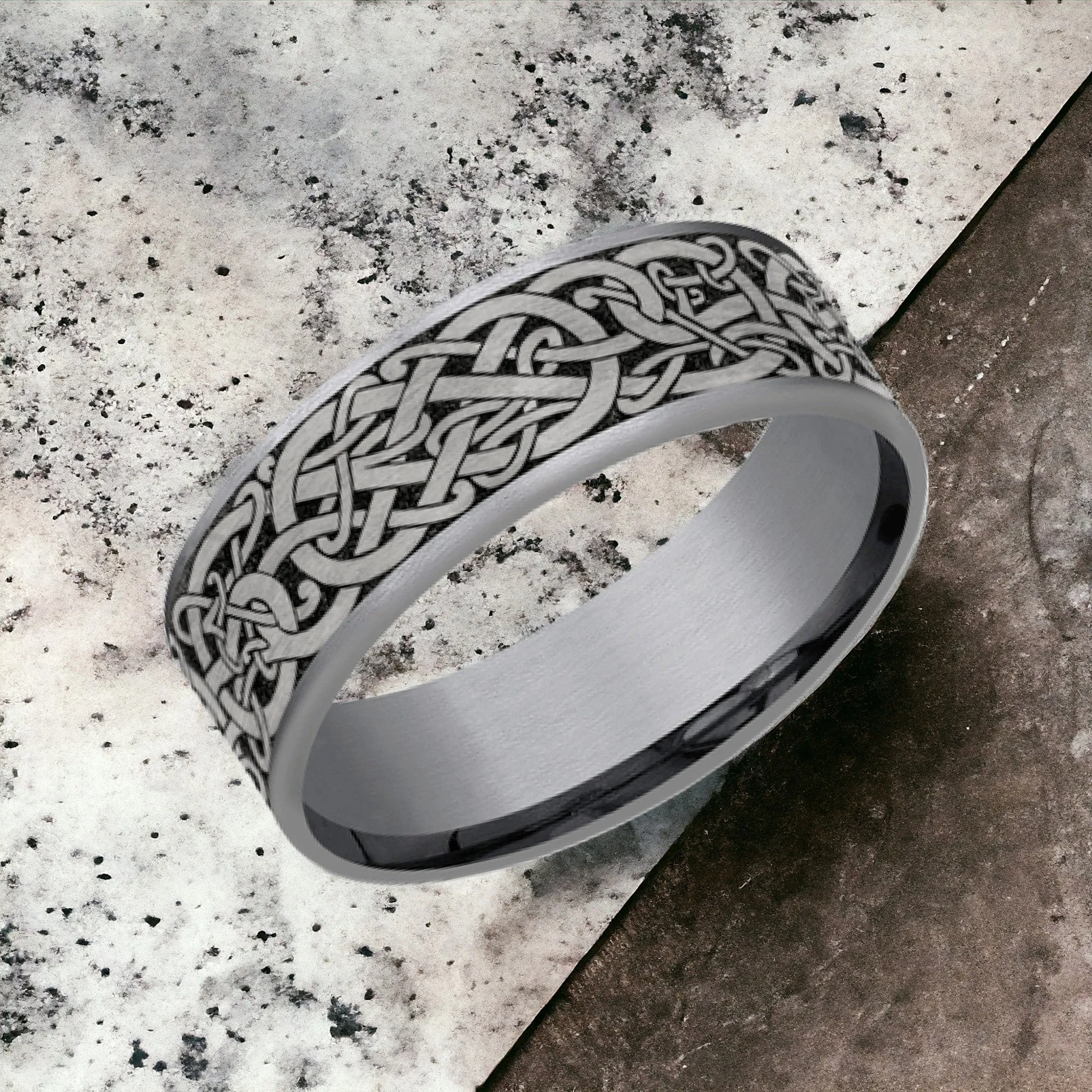 Men's Wedding Band | The Bergen | Tantalum Grey with Black Titanium | Elysium sold by Elysium Black Diamond product image thumbnail 4