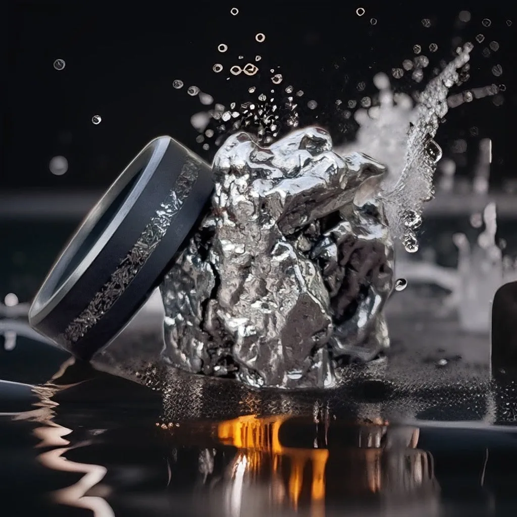 ARES 8mm - Size 8 - Matte Authentic Muonionalausta Meteorite Inlay - SHIPS WITHIN 2 BUSINESS DAYS sold by Elysium Black Diamond product image thumbnail 3