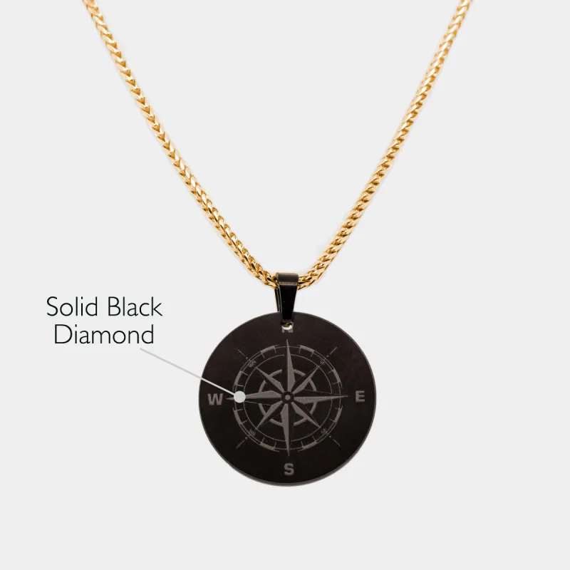 Black Diamond - Men’s Custom Pendant w/ Franco Chain - 26mm - Elysium Black Diamond sold by Elysium Black Diamond