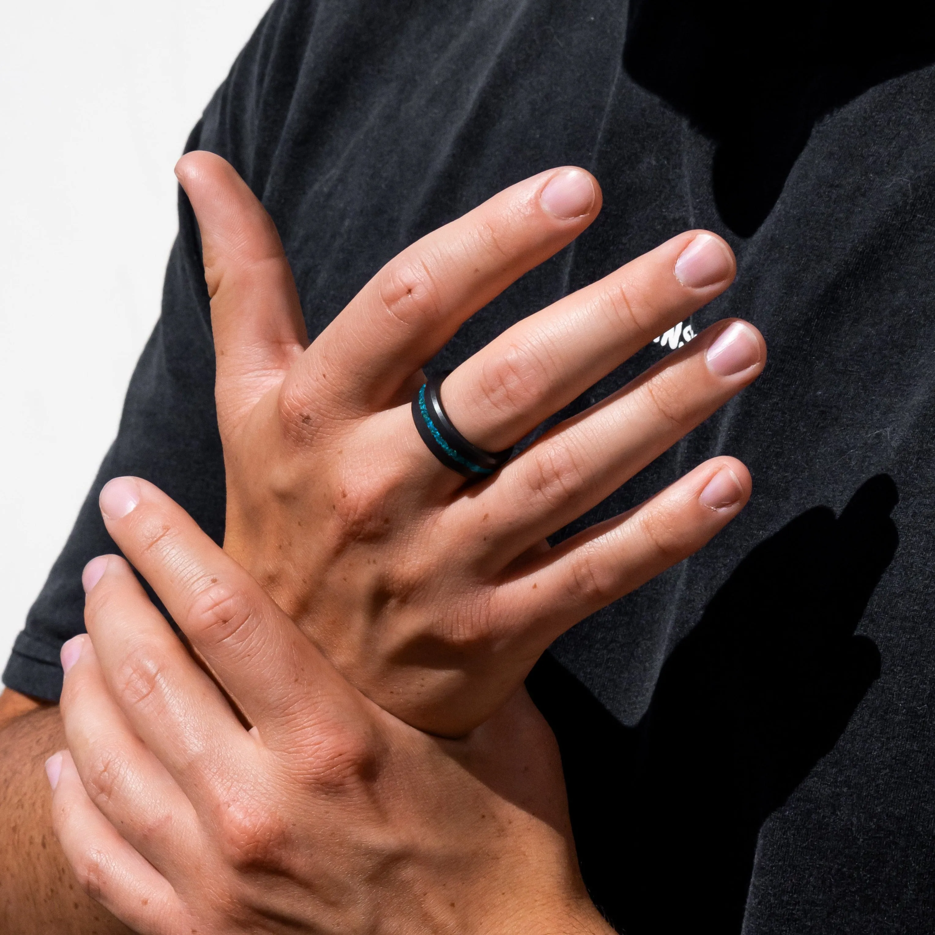 Black Diamond - Men’s Ring 8mm - Blue Opal Inlay - ARES - Elysium Black Diamond sold by Elysium Black Diamond product image thumbnail 3