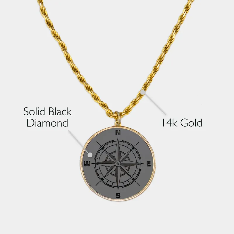 Black Diamond - Men’s 14k Gold Shrouded Custom Pendant w/ Franco Chain - 26mm - Elysium Black Diamond sold by Elysium Black Diamond