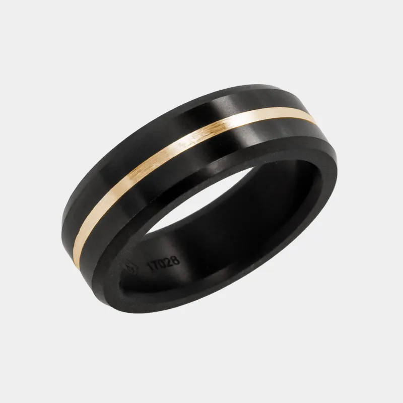 Black Diamond - Men’s Ring 7mm - 24k Yellow Gold Inlay - ARES - Elysium Black Diamond sold by Elysium Black Diamond