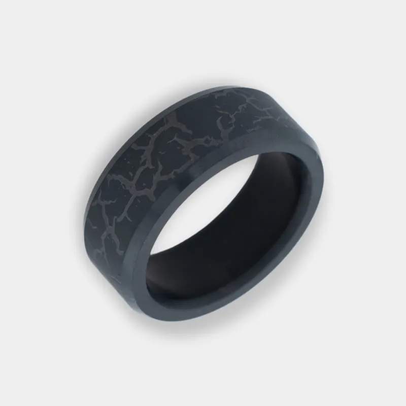 ARES 8mm - Size 8 - Matte Finish Mud Crack Laser Engraving - SHIPS WITHIN 2 BUSINESS DAYS sold by Elysium Black Diamond