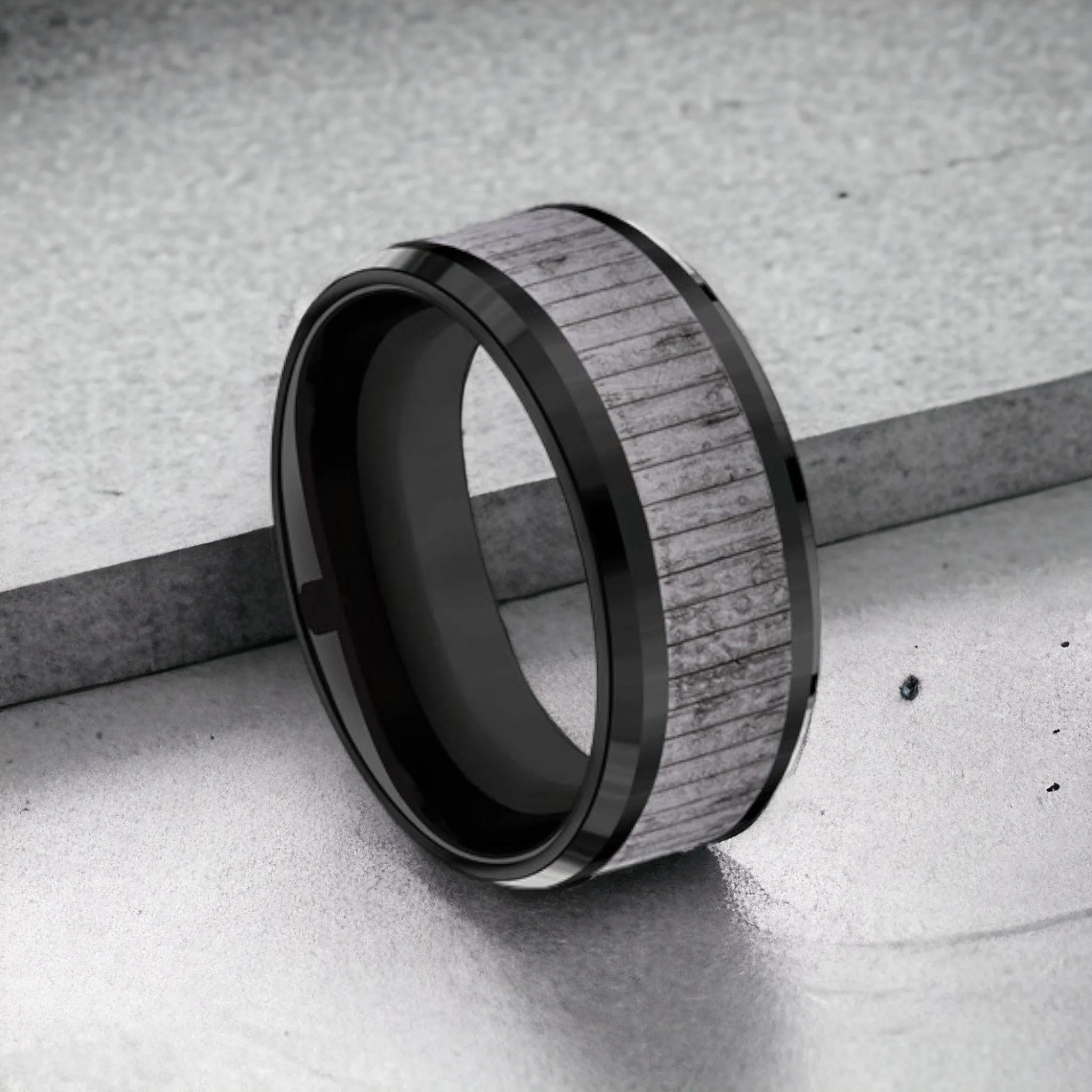 Men's Wedding Band | The Alder | Tantalum Grey with Black Titanium | Elysium sold by Elysium Black Diamond product image thumbnail 5
