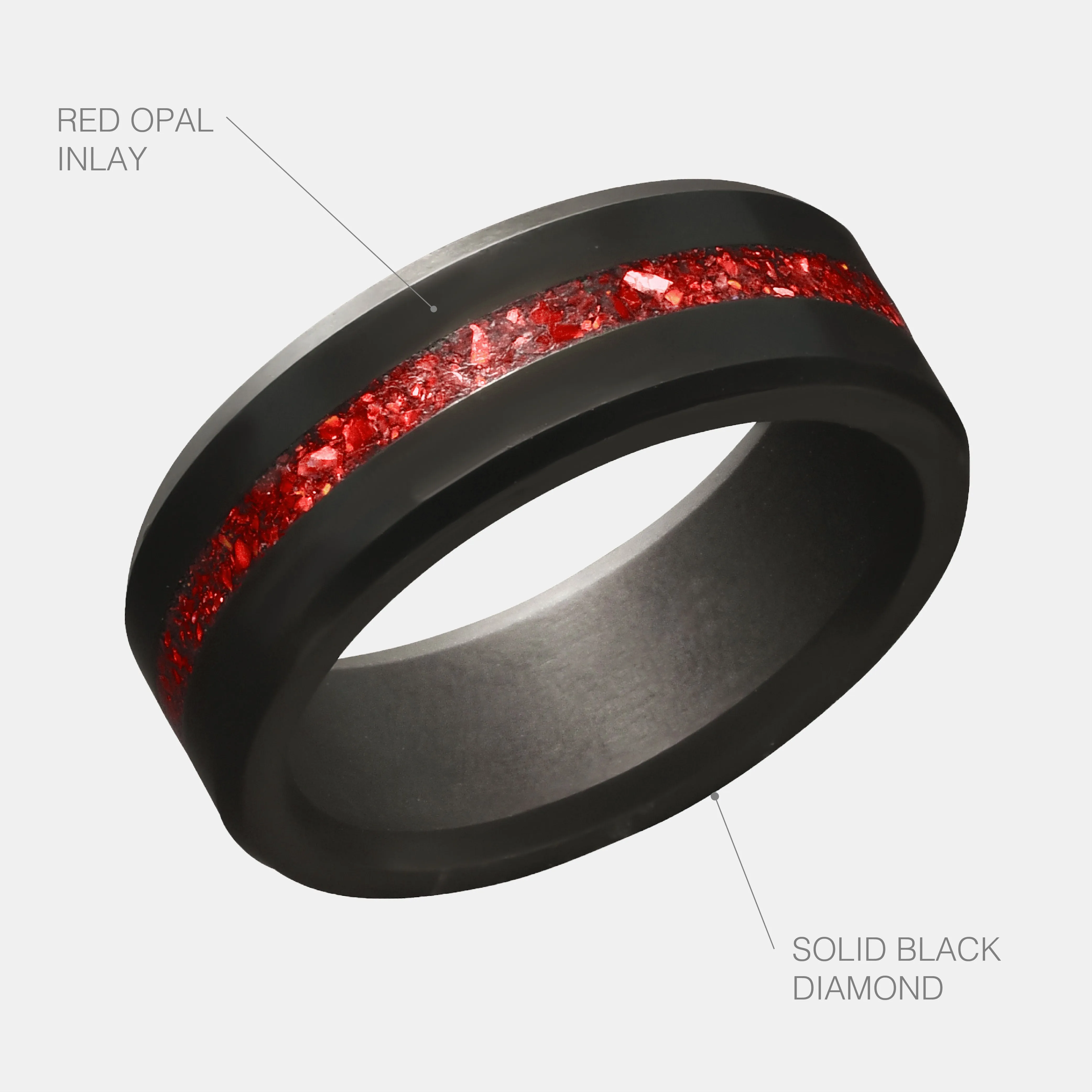 ARES 8mm - Size 11.5 - Matte Finish - Red Opal Inlay - SHIPS WITHIN 2 BUSINESS DAYS sold by Elysium Black Diamond product image thumbnail 2