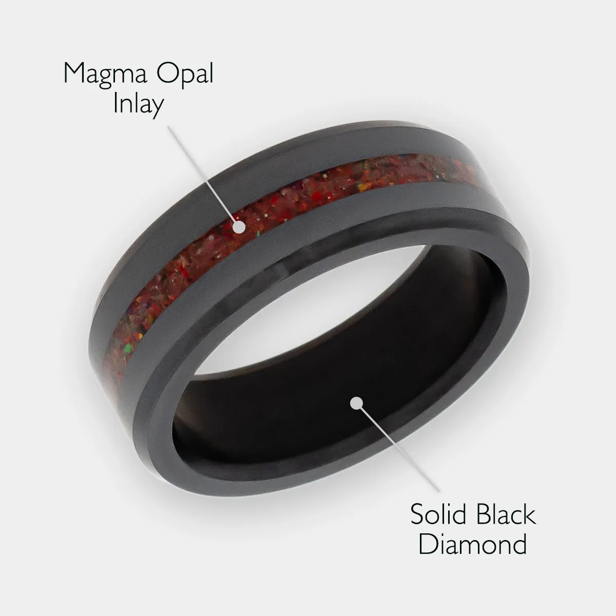 Black Diamond - Men’s Ring 8mm - Magma Opal Inlay - ARES - Elysium Black Diamond sold by Elysium Black Diamond product image thumbnail 2
