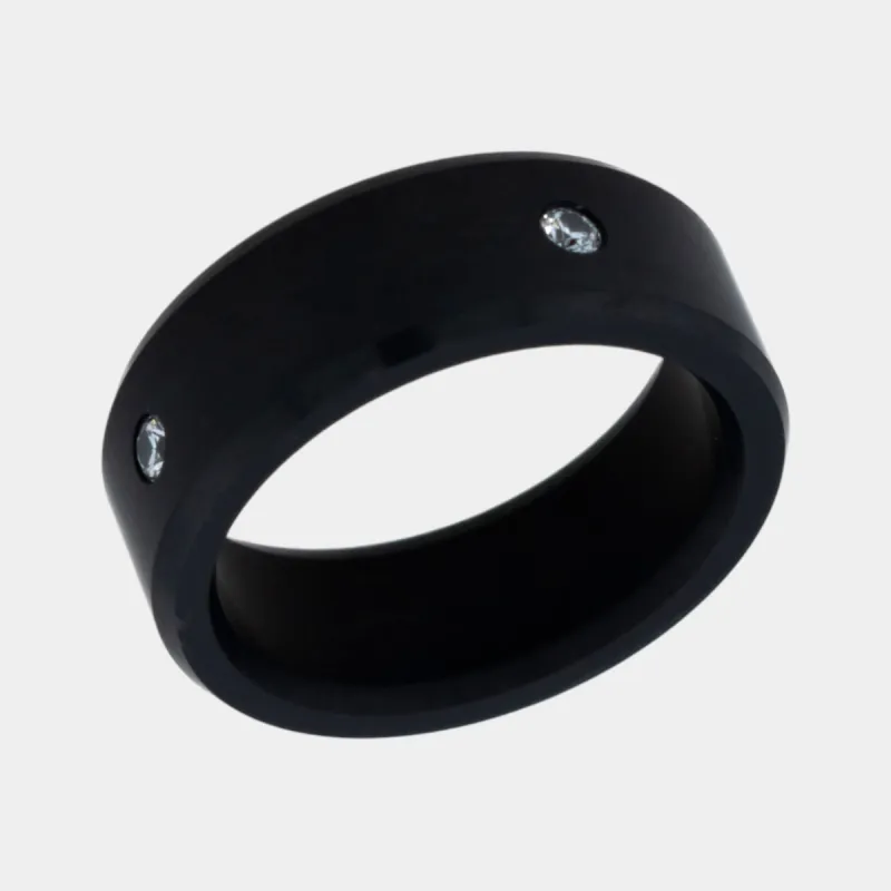 ARES - 8mm - Size 10 - Four Stone Inset - SHIPS WITHIN 2 BUSINESS DAYS sold by Elysium Black Diamond