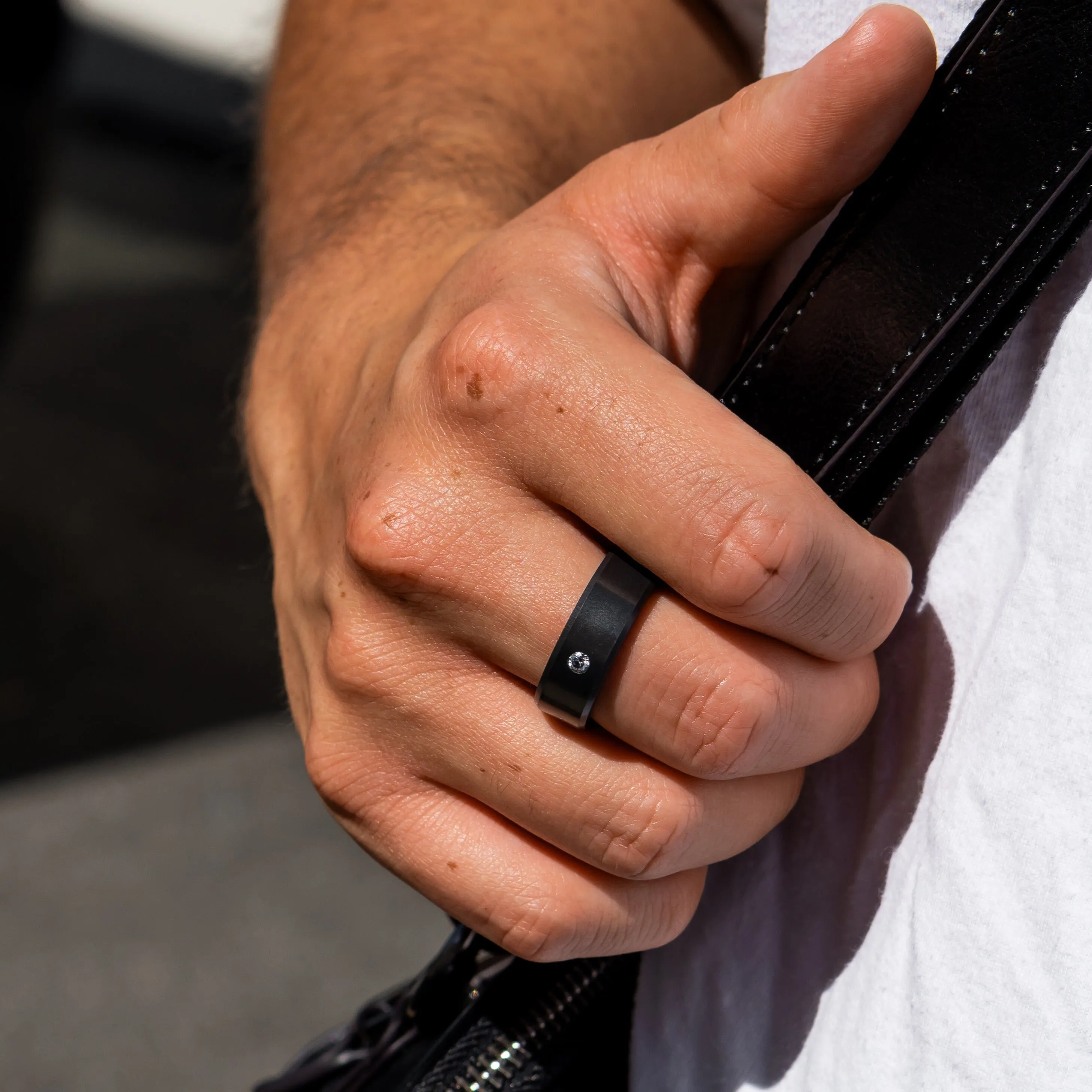 Black Diamond - Men’s Ring 8mm - White Diamond Inset - ARES - Elysium Black Diamond sold by Elysium Black Diamond product image thumbnail 4