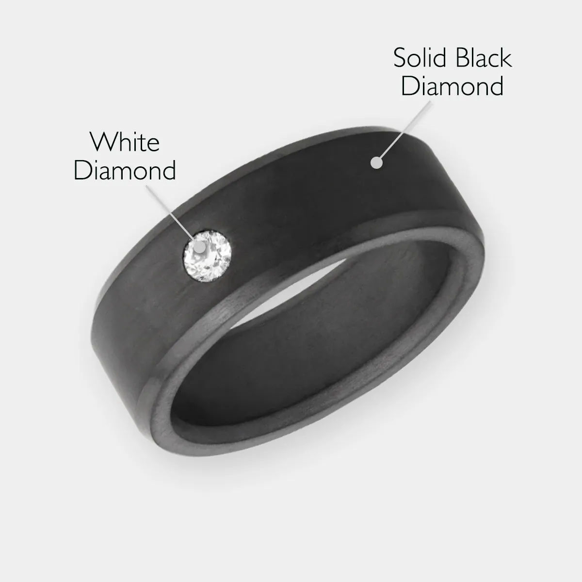 Black Diamond - Men’s Ring 8mm - White Diamond Inset - ARES - Elysium Black Diamond sold by Elysium Black Diamond product image thumbnail 2