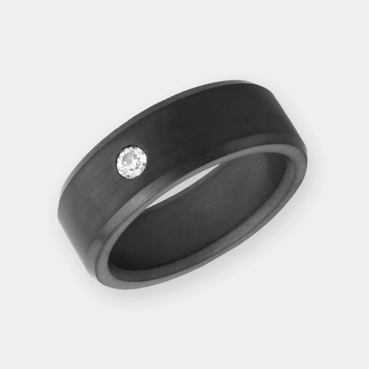 Black Diamond - Men’s Ring 8mm - White Diamond Inset - ARES - Elysium Black Diamond sold by Elysium Black Diamond