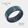 Black Diamond - Men’s Ring 8mm - Blue Dragon Opal Triangle Pattern Inlay - ARES - Elysium Black Diamond sold by Elysium Black Diamond
